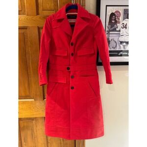 Dsquared2 Red Cotton Twill Belted Trench Coat Jacket IT 46 women's us 10‎